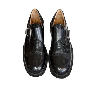 Steve Madden Black Leather Single Monk Strap Daytonn Dress Shoe Chunky Oxford
